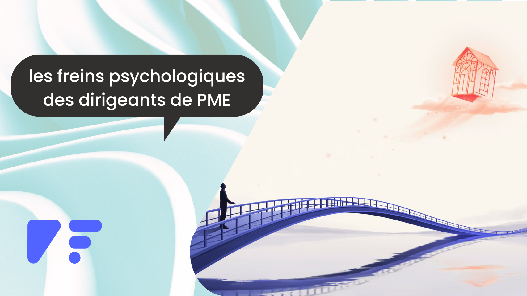 personne sur un pont qui regarde une maison en rouge d'un air m&eacute;lancolique la maison est une m&eacute;taphore repr&eacute;sentant sa PME et la valeur sentimentale a laquelle il a renonc&eacute; lors de sa cession d'entreprise